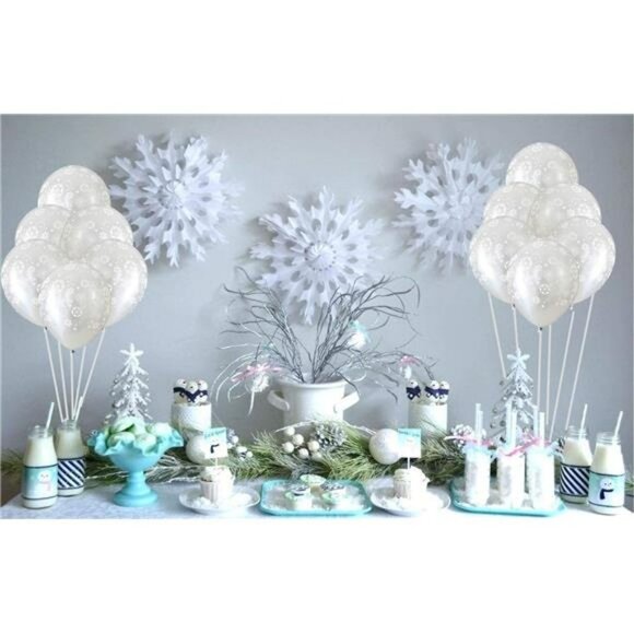 100PCS Christmas Snowflake Latex Balloons - Winter Wonderlan - Picture 4 of 5